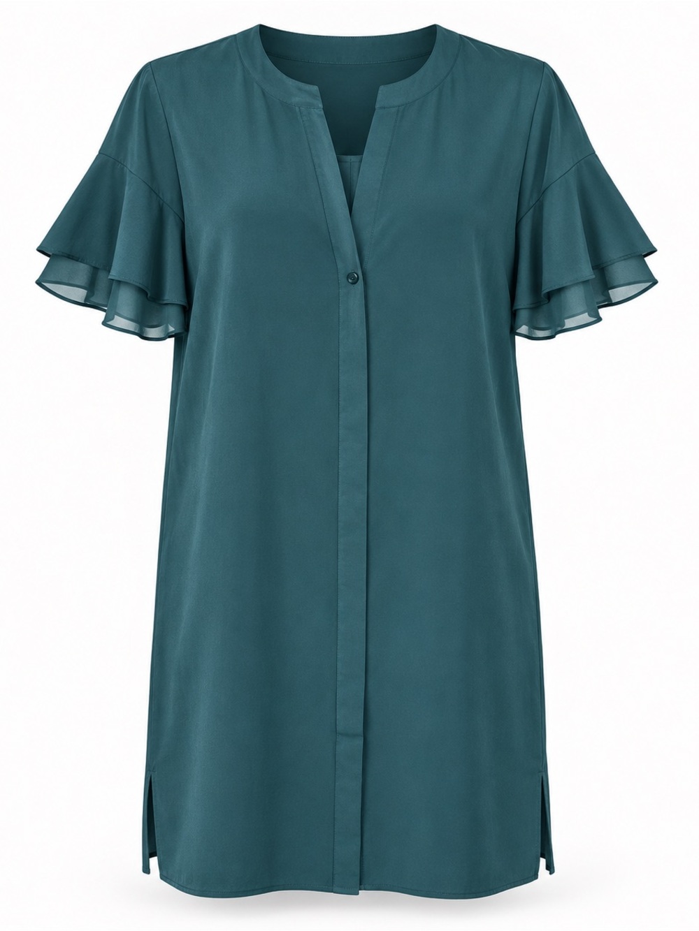 Ann Taylor Teal Green Flutter Sleeve Shift Dress Size S Oversized